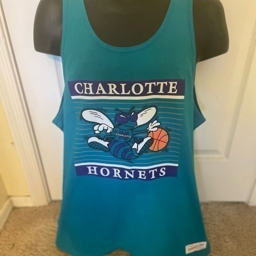 New NBA Mitchell & Ness Charlotte Hornets Tank Top Shirt Green
